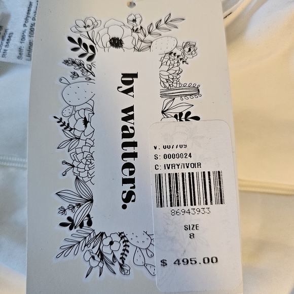 Watters Pavlova Ivory Square-Neck Puff-Sleeve Empire-Waist Taffeta Mini Dress, 8 - Picture 13 of 17